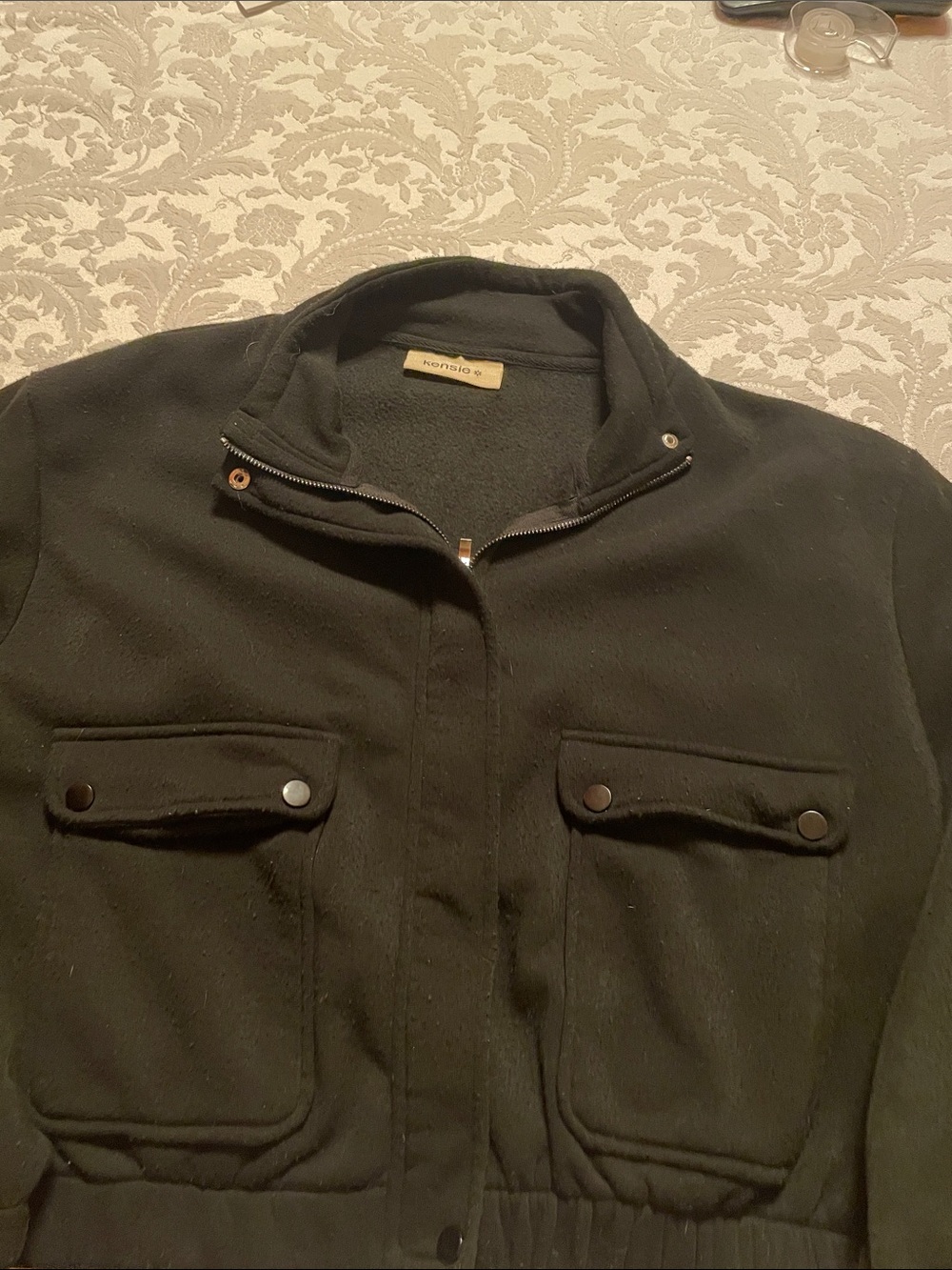 KENZIE Black zipper up cropped Jacket Sz XL